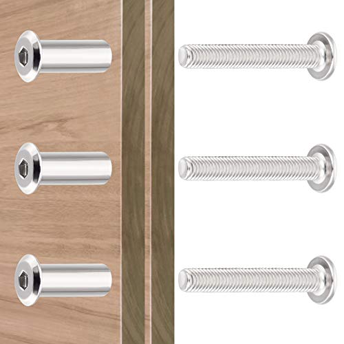40 Sets Silver Furniture Connector Bolts M6x40mm Binding Screws for Wood M6x40mm-D