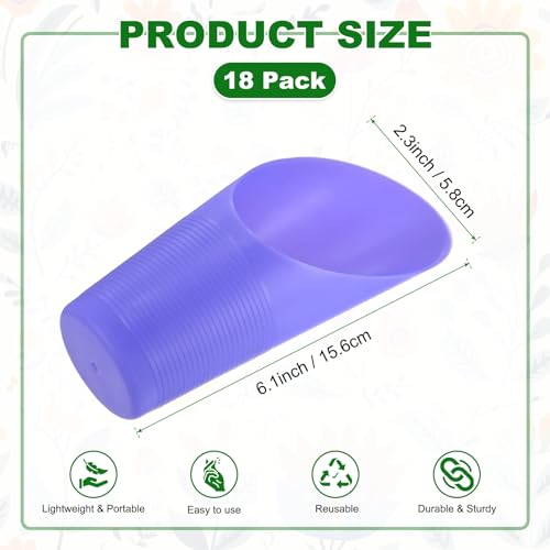 M METERXITY 18-Pack Bonsai Soil Scoops, Plastic Garden Soil Scoops Bucket Shovel Potting Scoopers for Transplanting/Flower Planting/Plant Succulent, Colorful Small Gardening Tools [Purple]