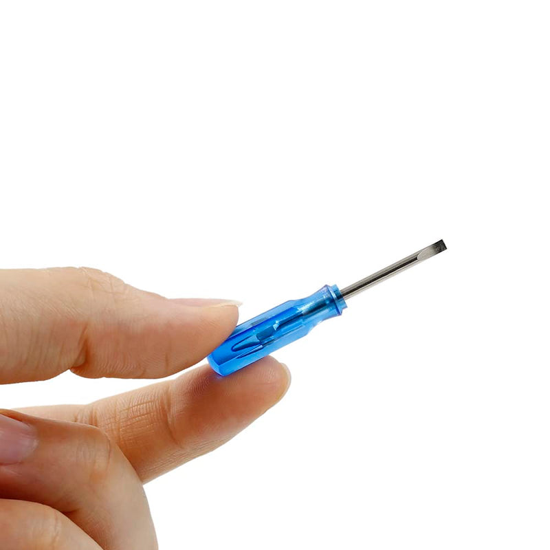 100pcs 45mm x 2mm 2.0mm Mini Size Slotted Word Flat Screwdrivers Eyeglass Cellphone HDD Camera Laptop Repair Tool 2.0mm - (Slotted) Blue