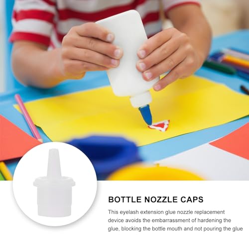 FRCOLOR 100pcs Eyelash Extension Bottle Plug Replacement Caps Eyelash Grafting Adhesive Nozzle Caps for Lash Glue Bottles Salon and Personal Use Fits Most Bottle Mouths 2x1.3cm White