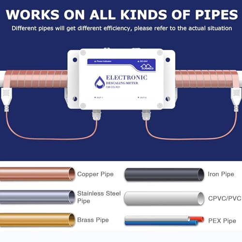 CAMECO Whole House Water Descaler System, Electronic Alternative Salt-Free Hard Water Conditioner, No Salt Water Softener, Limescale & Rust Removal, Reduces Hardness