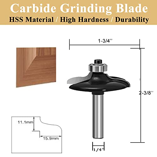 TAIWAIN Router Bits Sets 1/4 Inch Shank, Door&Drawer Front Edging Bits, Professional Woodworking Bit Miter Frame Crown Molding Wood Milling Cutter Tool(F-35XD12) 22