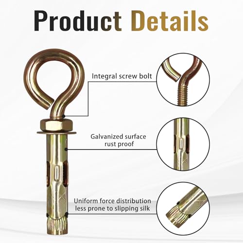 Concrete Eye Bolt Anchor,9/16" x 5-1/2" eyebolts Anchor for Brick 9/16" x 5-1/2"
