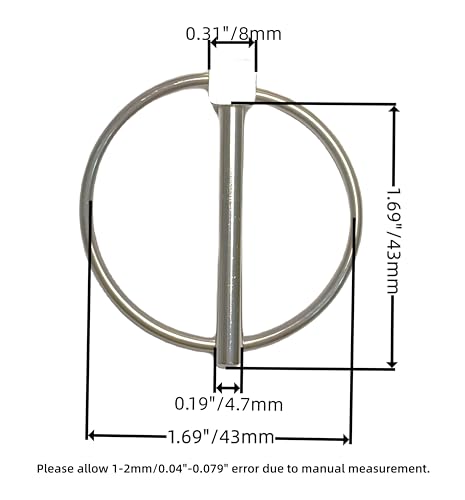 4Pcs/6Pcs Stainless Steel 316 (1/5"), (1/4") Lynch Pins Linch Pins O-Pins, Marine Connectors(Φ1/5" x 1-11/16")（4Pcs） Φ1/5" x 1-11/16"