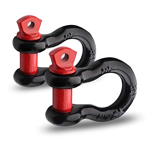 2Pcs 1/2 Inch D Ring Shackle, D Shackle Rugged 12 Ton(26,455 lbs) Maximum Break Strength, 2 Ton (4409 Lbs) Capacity 1/2Inch