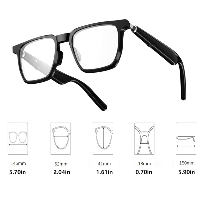 Smart Glasses Anti-Blue Light With Bluetooth Connection For Camera,Gaming (Men/Women) Obsidian Black