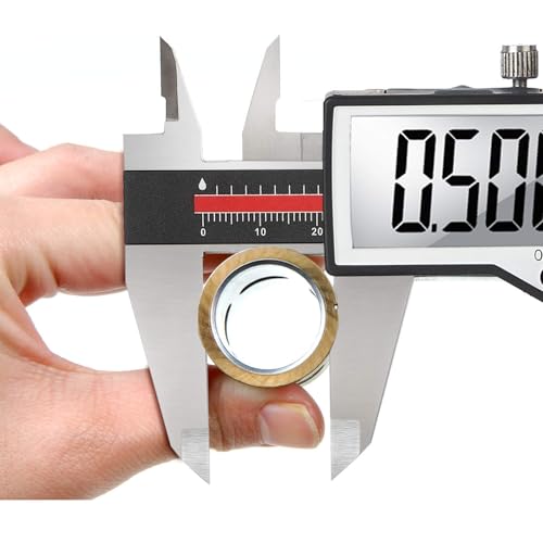 Digital Caliper, 6" Caliper Measuring Tool Extreme Accuracy Waterproof Electronic Vernier Caliper Industrial Stainless Steel Digital, Durable Measuring Tool with Large LCD Screen Red Stainless Steel 6"