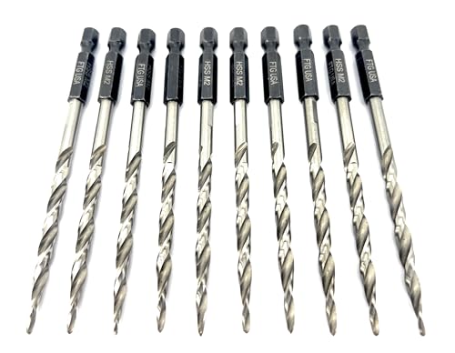 FTG USA 10 Pc 3/16" (#10) Tapered Drill Bits Replacement for Countersink 10-Pc #10 Standard Hex Shank