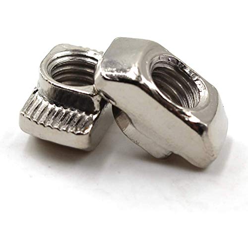 Still Awake 50pcs 4545 Series M6 Thread T Nuts Hammer Head Fastener Nut Sliding T-Nut, Nickel Plated Carbon Steel, 10mm (4545 Series M6)