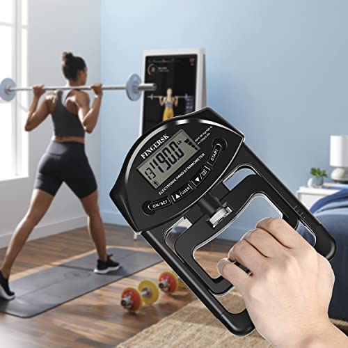 Digital Grip Strength Measurement Hand Dynamometer Auto Capturing Electronic Grip Power 198Lbs Black