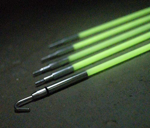 Gardner Bender FTX-15GL Glo Fish 15 ft, Luminescent Glow-in-the-Dark Fiberglass Fish Sticks, Bullet Nose and Hook End, 5 Interlocking 3 ft Sticks, White 15' Glo in the Dark