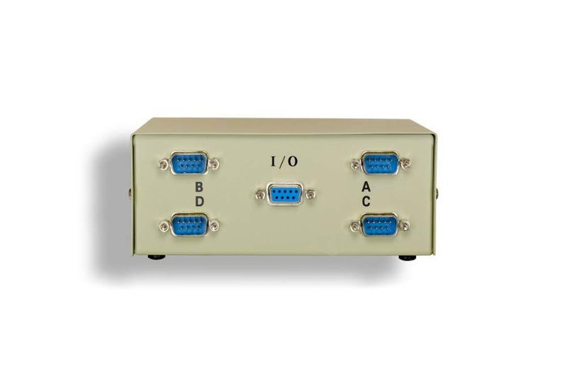 Kentek DB9 Male 4 Way Manual Data Switch Box RS-232 D-Sub 9 Pin I/O ABCD Port for PC MAC to Peripherals Devices Printer