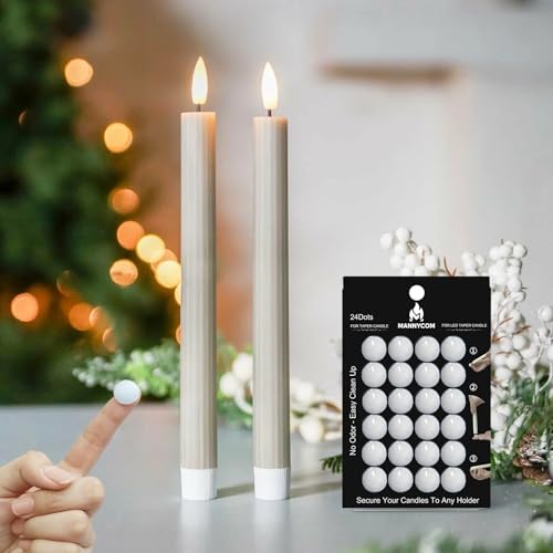 Taper Candle Sticky Dots - 24pcs Spiral Candle Sticky Dots Candles Adapter Soft Wax Candle Holder Accessories for Secure Candle Placement - White WHITE-1P