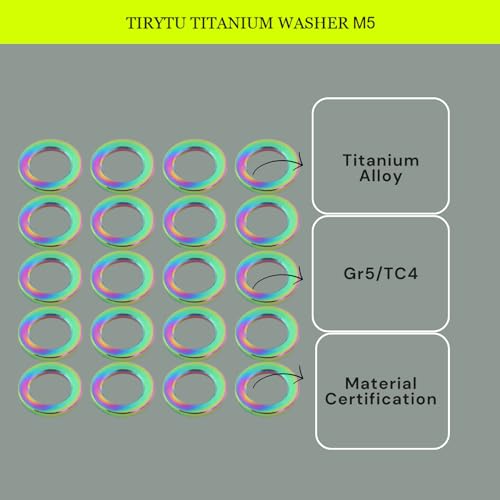Titanium Flat Washers M5, Colorful, 20-Pack Multicolored