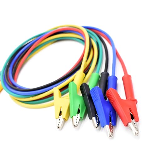 14AWG Heavy Duty Test Leads 4mm Banana Plugs to Alligator Clips Flexible Cable Wire Set for Multimeter Electrical Testing 5 Colors 6 Feet 6Ft
