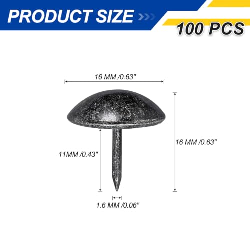Carbon Steel Upholstery Tacks for Furniture, 5/8" x 5/8" Metal Upholstery Nails 100 Pcs for DIY Handicrafts Sofa Home Decor(Black Pearl) Black Pearl 5/8" x 5/8"