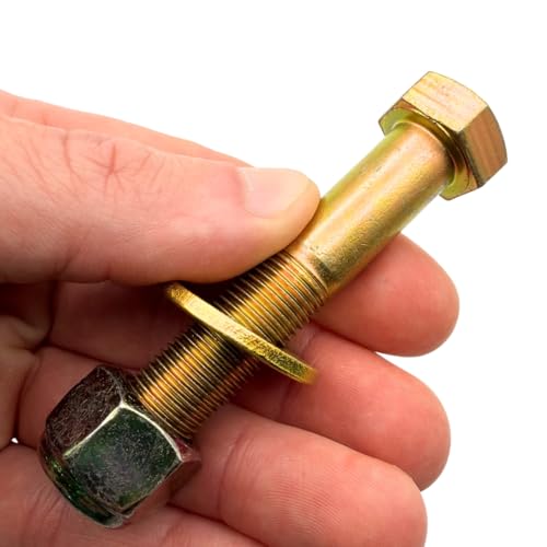 1/2"-20 x 2.5 Grade 8 Bolts (4-Pack) – Heavy-Duty Hex Bolts with Flat Washers & Nylon Lock Nuts – High-Strength SAE J429 Anti-Vibration 2.5" UNF Fine Thread