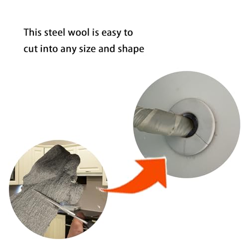(5 Pack) Civrowii 0000 Steel Wool Hole Filler, Gap Blocker, Barrier, Also for Glass Fine, Steel Wool Pads for Chrome or Wood Polishing (5) 5