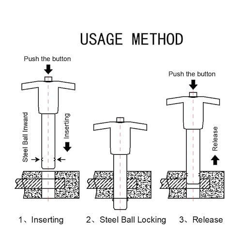 304 Stainless Steel T-Handle Lock pin, Ball Lock, Quick Release pin with Push Button, Dowel pin with Lanyard (1, Dia:1/2, L:2-9/32in/58mm) 1