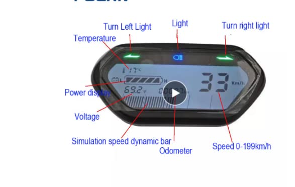 Motorcycle LCD Speedometer, KIMISS 48V/60V Universal Speedometer Odometer Tachometer Digital LCD Display for Electric Motorcycle