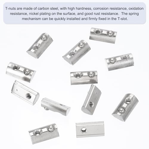 PATIKIL M4 Half Round Roll in Spring t Nuts, 50 Pcs 3030 Series Carbon Steel t Slot Spring Nuts for 8mm Aluminum Extrusion Profile 3D Printer DIY Tools Furniture Assembly, Silver