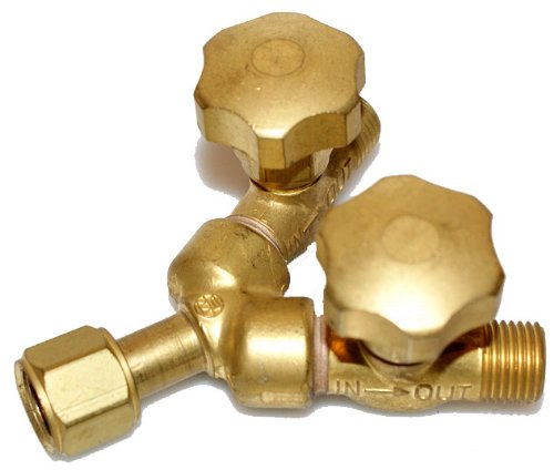 Western Enterprises 112 Valved "Y" Connections, 200 PSIG, Brass, LH, 9/16" - 18, Female/Male Connection, 0.5 Length, B-Size