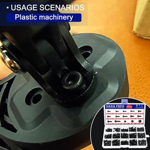 Hex Socket Head Cap Screws Nuts Kit 415pcs Black 12.9 Class Metric Thread Allen Hexagon Machine Bolt Nuts Metal Standard Fastener Hardware Alloy Steel Assortment Kit for Mechanical Components M3 M4 M5 M3M4M5-415pcs