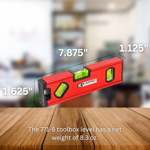 Kapro - 771M TWIN Magnetic Heavy Duty Toolbox Level - For Leveling and Measuring - Features V-Groove and Magnet Base - VPA Certified - 8 Inch 8"