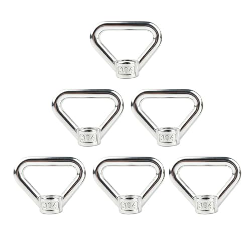 6 Pack M12 Lifting Eye Nut 1/2" Ring Triangle Shape Thread 304 Stainless Steel Eye Bolt Nuts M12-1/2"