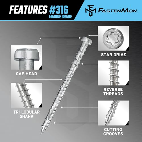 Composite Deck Screws, #10 x 2, 100PCS, Natural #10 x 2" 100