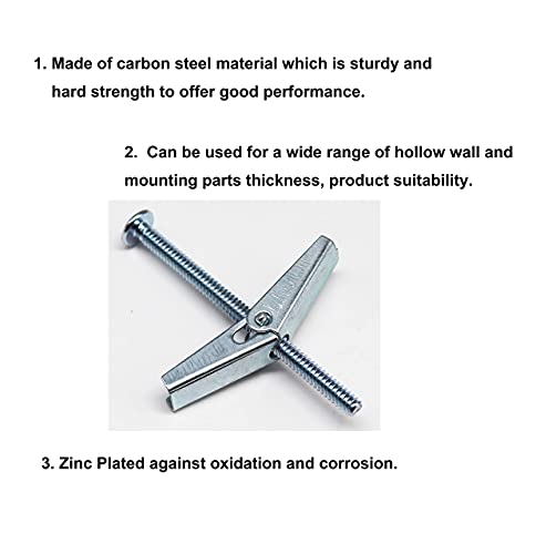 cSeao 50 Pieces 1/8-2" Toggle Bolts Sheetrock Wall Anchors for Hanging Heavy Items, Zinc Plated 2. 1/8" x 2" 50 Pack