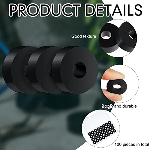 Thick 1/4 Rubber Washers, 3/4 Inch OD x 1/4 ID x 1/4 Inch, 100 Pack