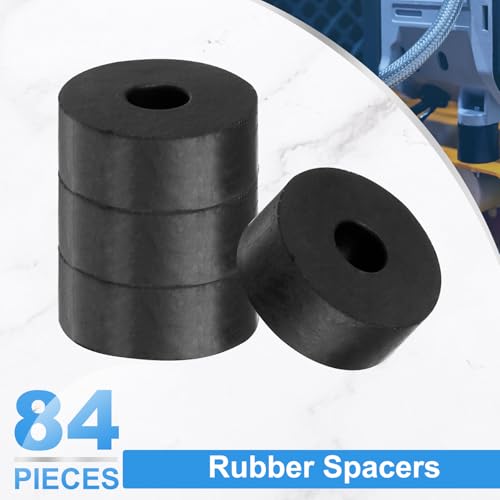 uxcell 84Pcs Rubber Spacers 20mm OD x 6mm ID x 8mm Thick Round Anti Vibration Spacer Rubber Bushing 84