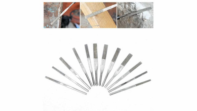  [AUSTRALIA] - Garosa 12 Piece Precision Needle File Set, Multi Grit Machine Files for Metal Grinding and Reciprocating Tools, Professional Shank Taper Files 100 150 200 300 Grit