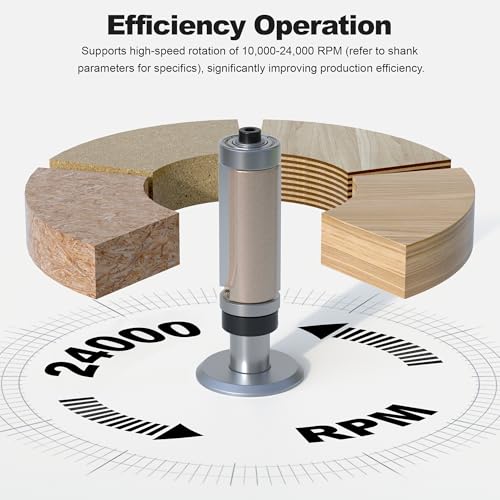 4 Pcs Top and Bottom Bearing Flush Trim Router Bits 1/4" Shank, Cut Length:3/4" , 1", 1-1/4", 1-1/2" , Useful for Laminate Work or Template and Pattern Work 1/2" Diameter 1/2" Dia. - 4 Pcs Set - 1/4" Shank