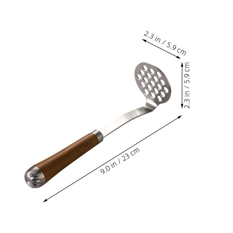 GANAZONO Stainless Steel Potato Masher with Wooden Handle - Manual Mini Masher for Smooth Mashed Potatoes and Vegetables - Kitchen Tool for Baby Food and Cooking 23.00X5.90X5.90CM Style 1