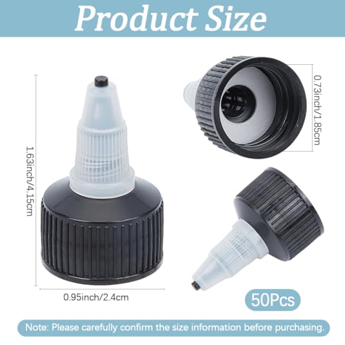 GORGECRAFT 50Pcs 18/410 Squeeze Bottle Cap Heads Twist Dispensing Lids Plastic Black Squeeze Tops Replacement Caps for Squeeze Extruded Glue Water Bottle Paint Lids Applicator Inner Diameter 18.5mm