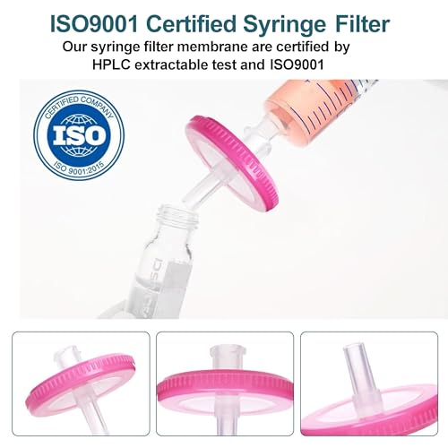 PVDF Syringe Filter Hydrophilic,13mm 0.22um,Non-Sterile,100PCS PVDF-Hydrophilic 0.22um-13mm-Hydrophilic
