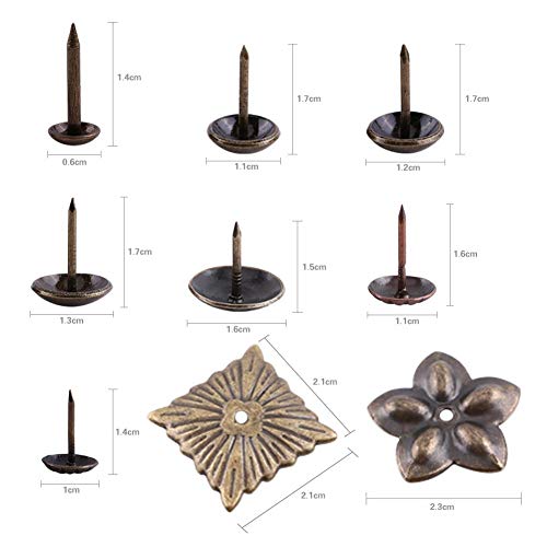 Hilitand 100pcs Upholstery Tacks, Furniture Nails Pins Sofa Rivet Upholstery Pins Craft Antique Brass Thumb Tacks (Smooth Nails 6x14mm)