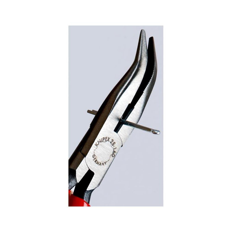KNIPEX Tools - Long Nose Pliers With Cutter, 40 Degree Angled (2521160), 6-1/4 inches