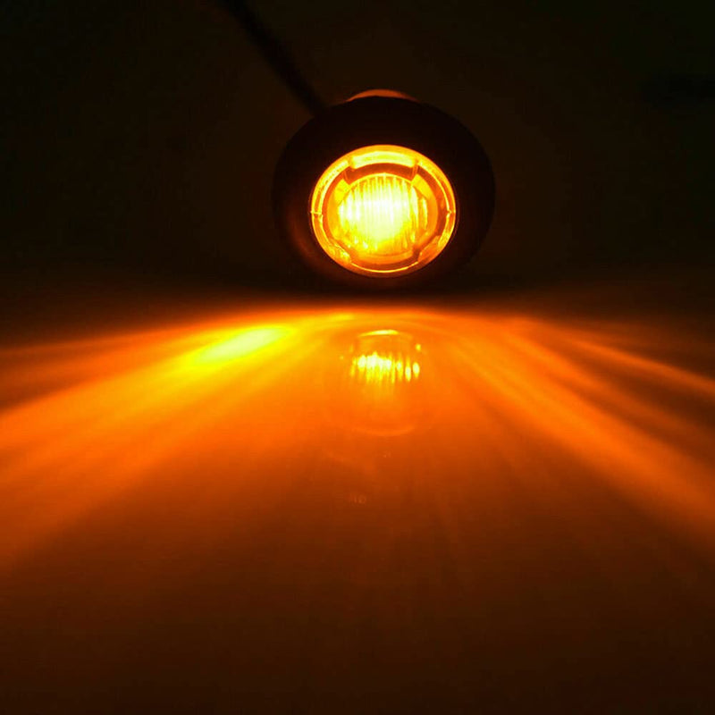 20PCS 3/4" Amber Round LED Side Marker Lights, 12V Trailer Clearance Lights with Chrome Grommets for Trailer Truck Car RV ATV