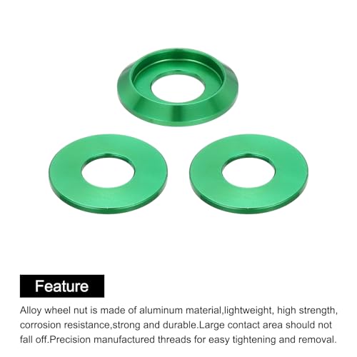 MECCANIXITY M8 Cone Cup Countersunk Washers,Hole Dia 8mm/0.31" Aluminum Gaskets Cup Head Washer Gasket for Screw RC/FPV/PC/Drone/Mechanical Accessories Model Parts,Pack of 20(Green)