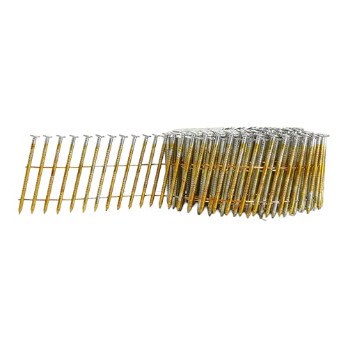 Freeman 15° 1-3/4" Wire Collated Electrogalvanized Ring Shank Coil Siding Nails – 3,600 Count – For Siding, Wall Sheathing, and Roofing