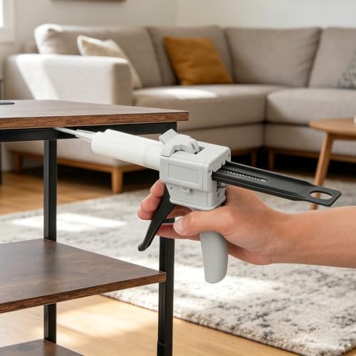 GGFOXLE 50ml Dispensing Gun, 1:1/2:1 Ratio Dispenser Glue Guns, Dual Cartridge Manual Dispenser Glue Tool, PBT Adhesive Dispensing Mixer Gun with Metal Valve, 7.5 x 2.3 x 6in