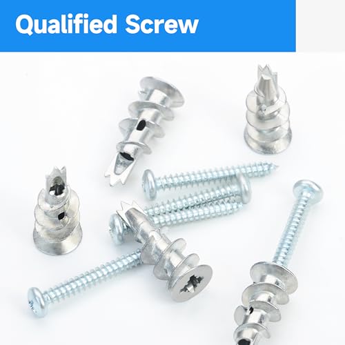 #8 Zinc Self Drilling Metal Drywall Anchors, 50Pcs Drywall Anchors and Screws Kit, 50 Heavy Duty Sheetrock Anchors + 50#8 x 1-1/4" Screws, 50LB Wall Hanging Kit