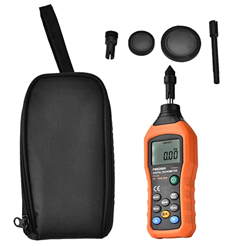 Eujgoov PEAKMETER Contact Type Digital Tachometer for Motor Speed Measurement 50 to 19999RPM with Precision Machined BatterySaving Features and Advanced LCD Display