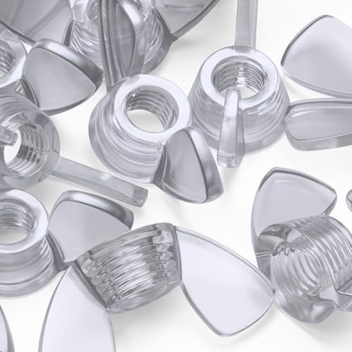 50x Clear Acrylic Plastic Butterfly Wing Nuts M5, Thumb Nuts