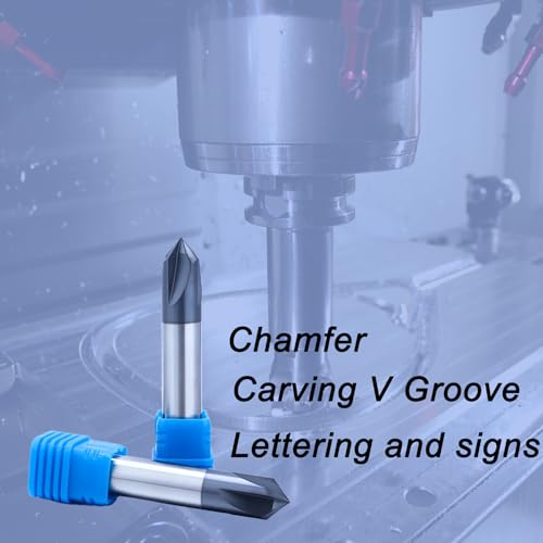 3/8” Carbide Chamfer End Mill, 90 Deg, 4 Flute, Carving Tool, 1pc 3/8" 90°