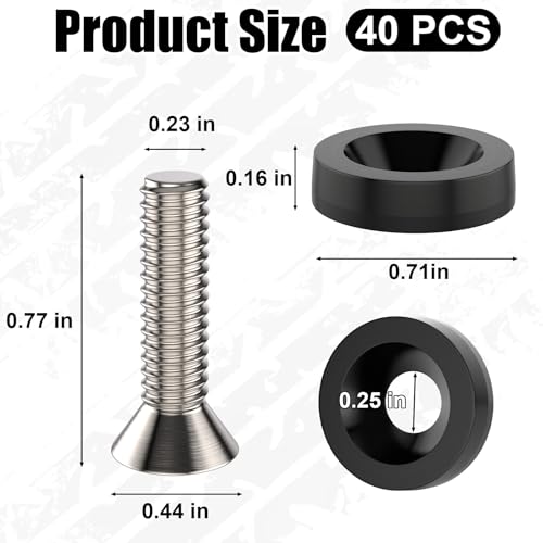 40 PCS Engine Dress Up Kit, CNC Finishing Fender Bumper Washers (Black) 40 pcs Black