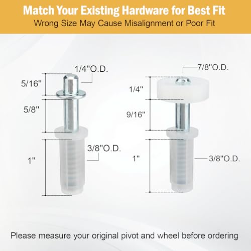 Bi-Fold Closet Door Top Pivot & Guide Wheel Replacement Kit, Spring Loaded Bifold Repair Hardware for Accordion, Pocket & Barn Style Doors - 6 Pack